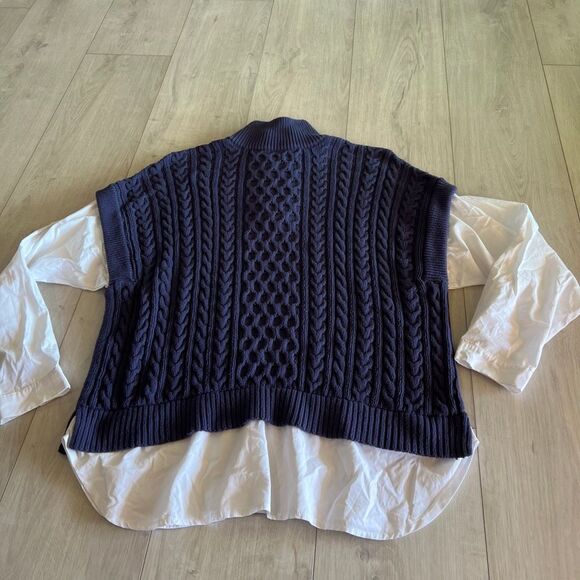 Pilcro and the Letterpress Navy Cable Knit Sweater - Picture 5 of 11